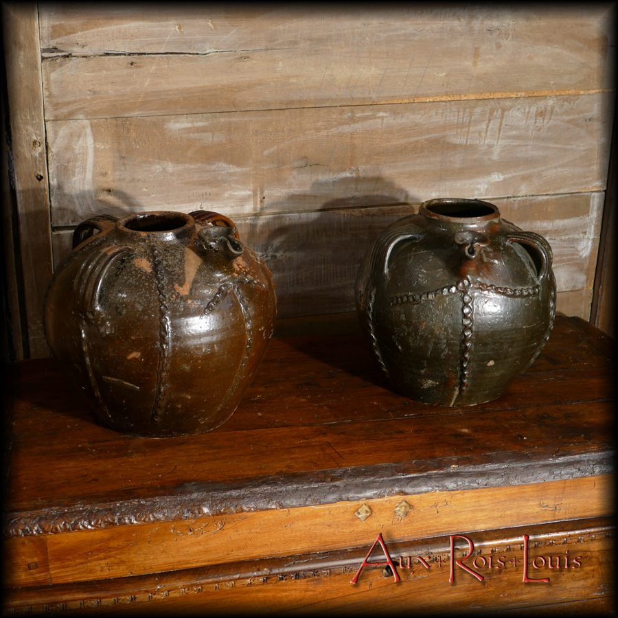 Deux cruches à huile – fin XVIIIᵉ début XIXᵉ – Vallée du Lot, Quercy – [PA062] [PA063]