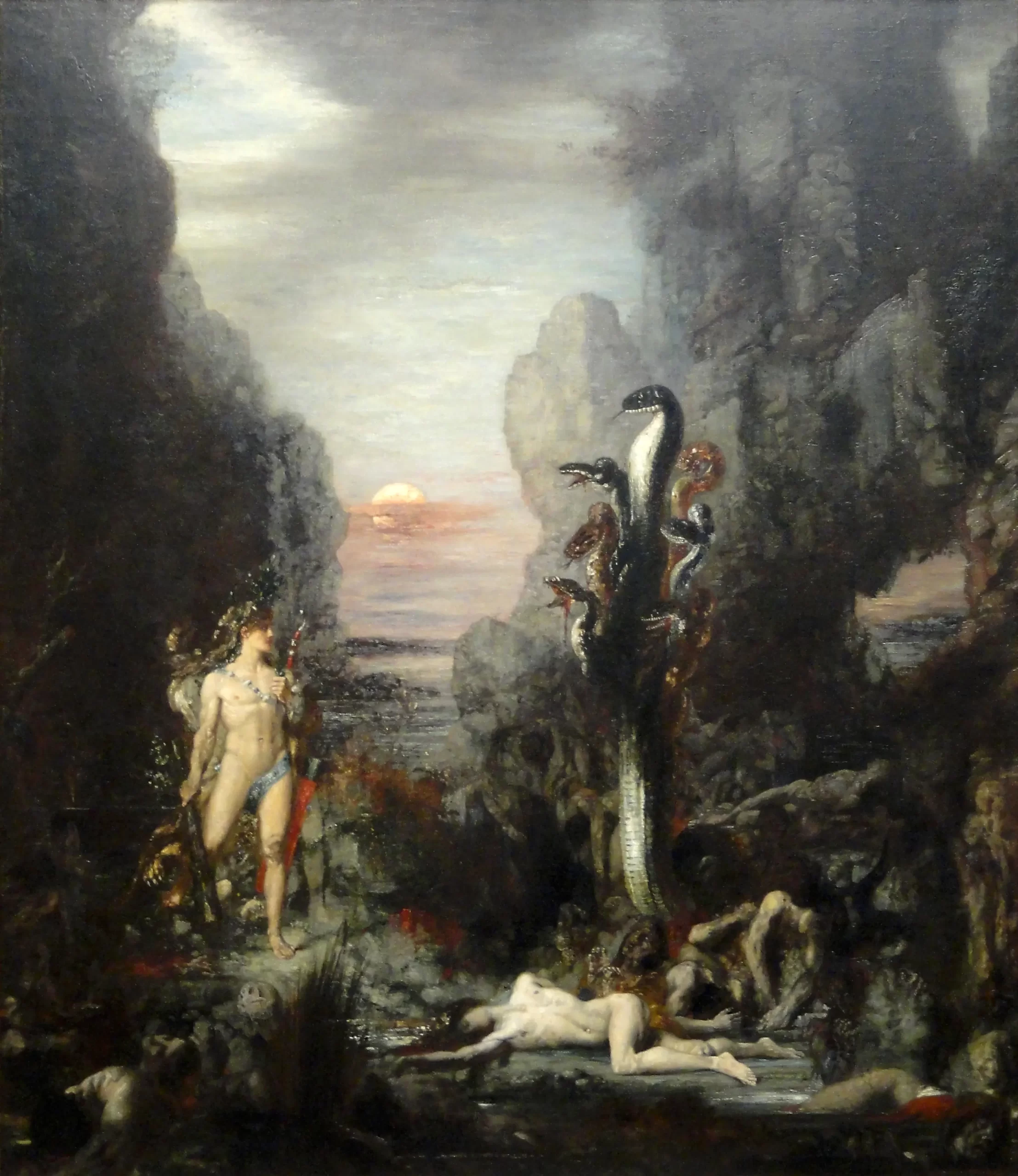 Hercule et l'Hydre de Lerne, 1876, Gustave Moreau, huile sur toile, Chicago, Art Institute.