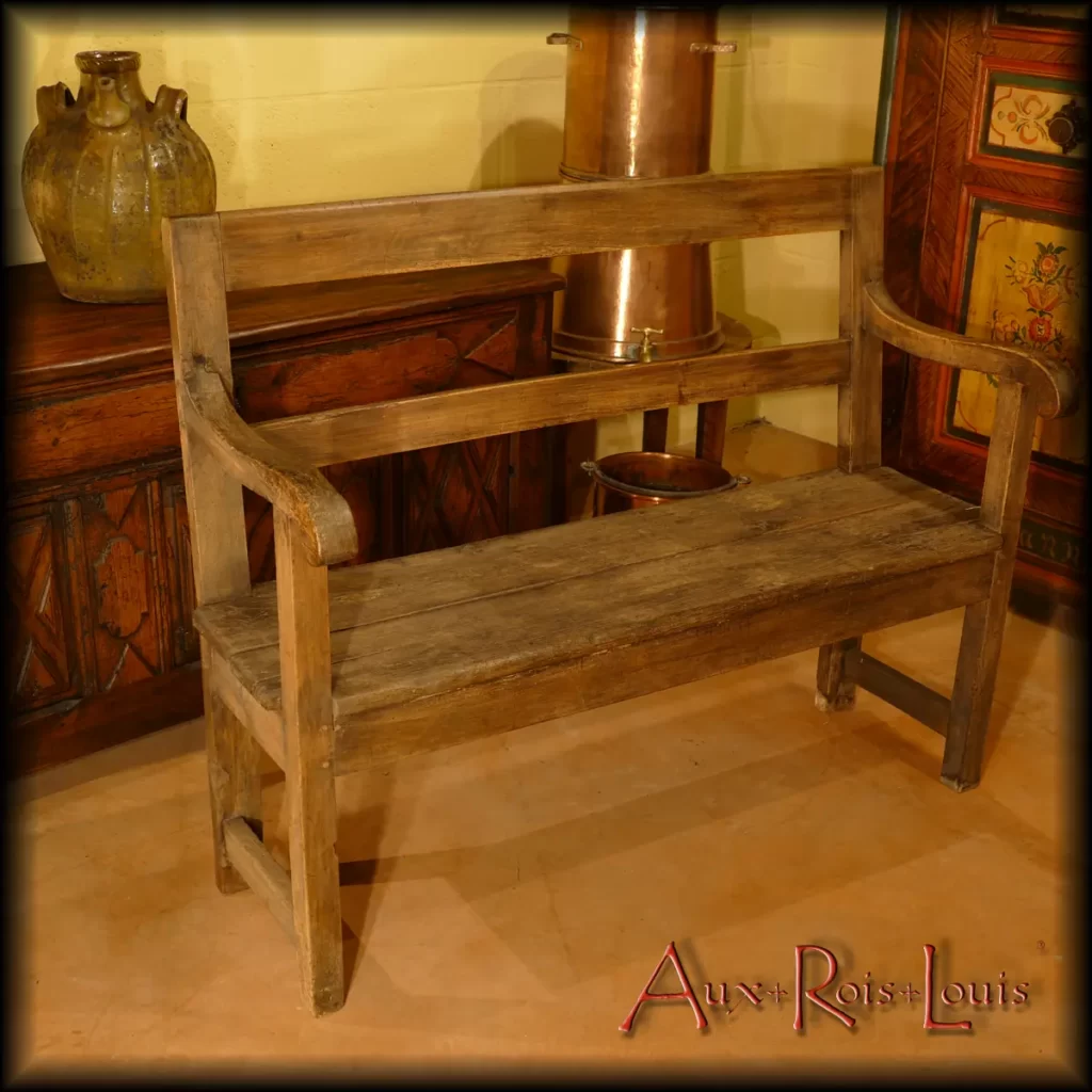 This bench, made with oak and chestnut planks, was originally placed inside an Auvergne 