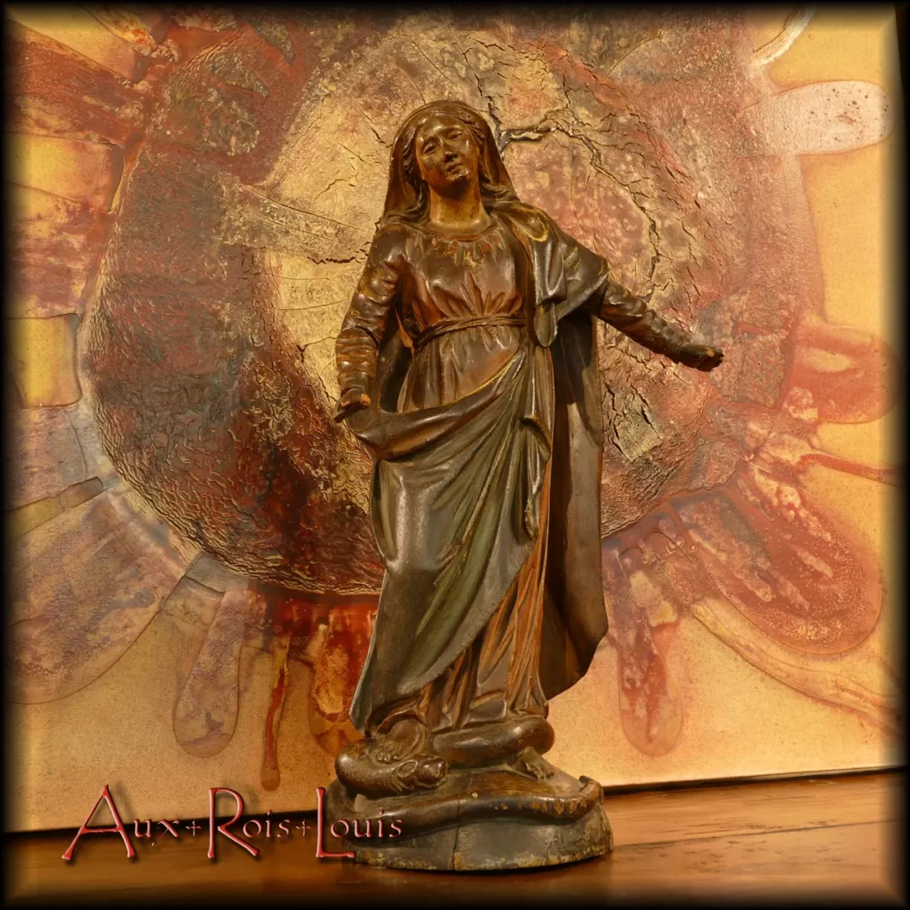Vierge au serpent en noyer polychrome – XVIIIᵉ siècle – Midi-Pyrénées – [ME116]
