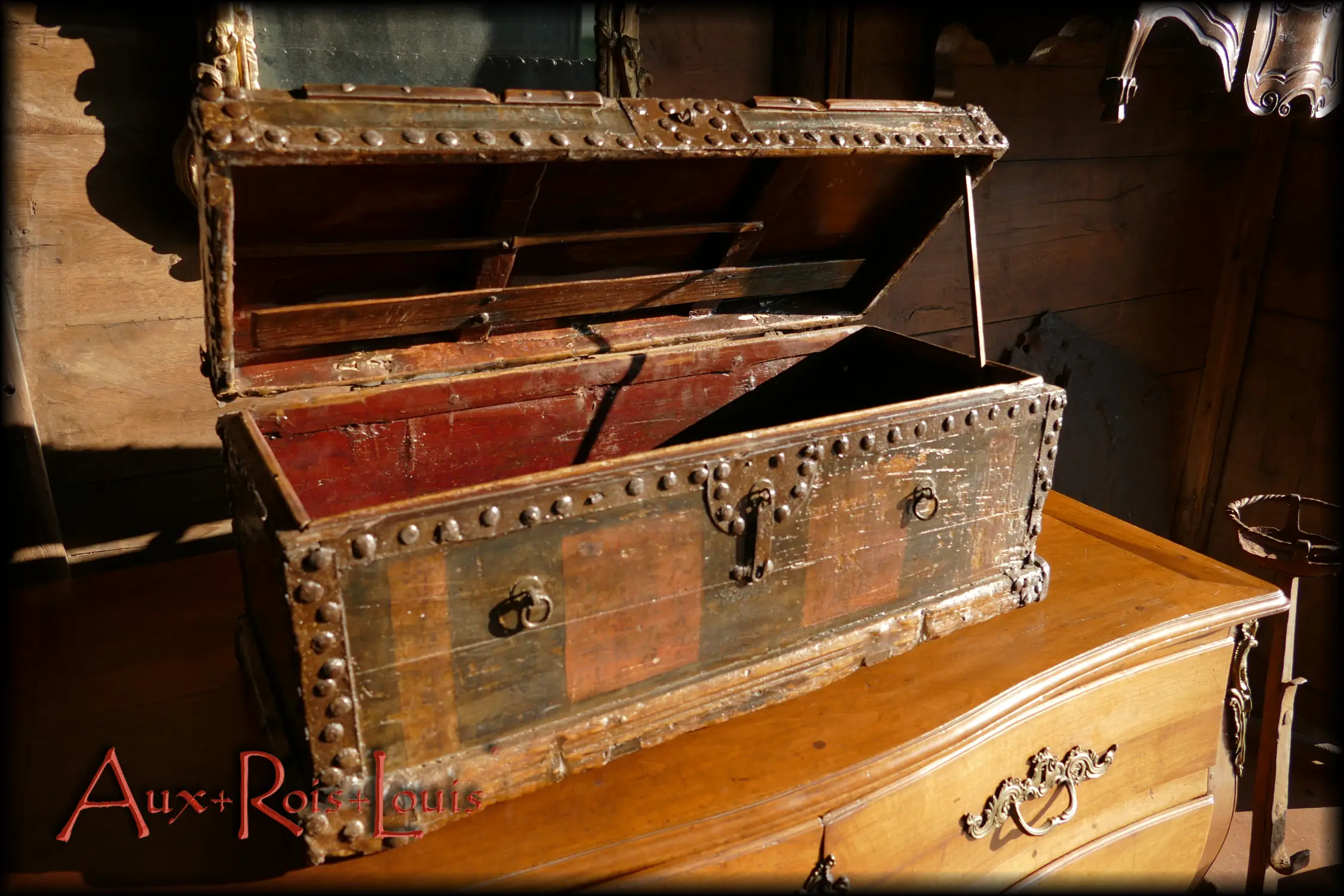 The interior of this 18th-century Chinese trunk has been painted red, the most popular colour in China symbolising luck, happiness, and fire.